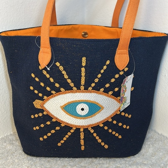 American & Beyond Evil Eye Tote beach bag - Picture 10 of 12